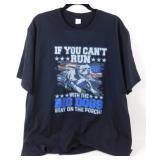 2XL Black T-Shirt with a Saying on the Front -