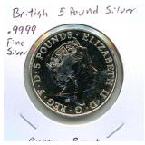 British 5 Pound Silver Queens Beast - .9999 Fine