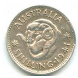 Australia Shilling .925 Silver Coin - 1941