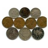 Lot of 10 Vintage United States Coins - 1868