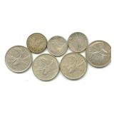 (4) 50% Silver Canadian Quarters and (3) 50%