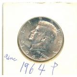 1964 Uncirculated Kennedy Silver Half Dollar