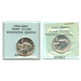 (2) Washington 90% Silver Proof Quarters from