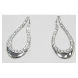 Sterling and CZ Pierced Earrings - 9.88 grams