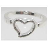 Sterling Silver Open Heart Ring - 2.27 grams,