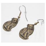 Brass Cat Pierced Earrings