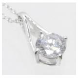 Sterling Silver and White Stone Necklace - 2.20