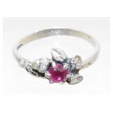 Vintage Sterling Silver and Red Stone Ring - 2.04