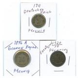 1911 German 5 Pfennig, 1896-A German 10 Pfennig