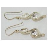 Vintage Sterling Silver Twist Dangle Earrings -