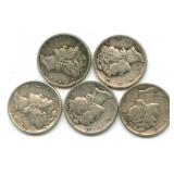 (5) Mercury Silver Dimes