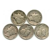 (5) Mercury Silver Dimes