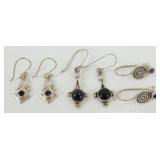 3 Pairs of Sterling Silver Earrings