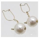 10K Yellow Gold and Cultured Pearl Pierced