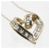 10K Yellow Gold and Diamond Necklace - 1.27 grams