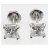 14K White Gold and Diamond Screwback Pierced