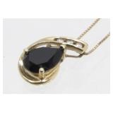 14K Yellow Gold, Sapphire and Diamond Necklace on