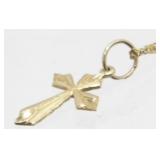 14K Yellow Gold Cross Necklace - 1.71 grams, 18ï¿½