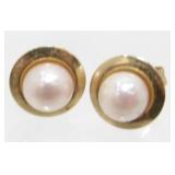 14K Yellow Gold and Cultured Pearl Pierced