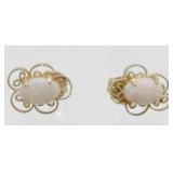 14K Yellow Gold and Opal Pierced Earrings - 0.74