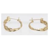 14K Yellow Gold Pierced Hoop Earrings - 1.36