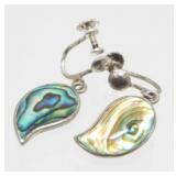 Vintage Sterling Silver and Abalone Screw Back