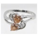 Sterling Silver and Pink and White Stone Ring -