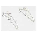 Sterling Silver and White Stone Pierced Earrings