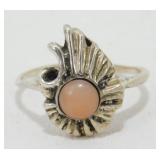 Vintage Sterling Silver Angel Skin Coral Ring -