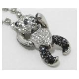 Rhinestone Encrusted Jointed Panda Bear Necklace