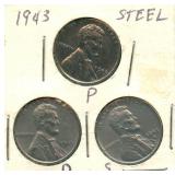1943-P, D & S Lincoln Steel Cent Set