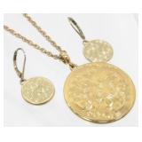 Vintage Celtic Knot Necklace and Pierced Earrings