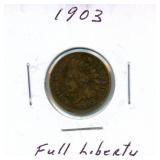 1903 Indian Head Penny - Full Liberty, Nice