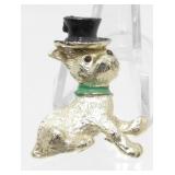 Vintage Pug Dog with Jeweled Eyes and Top Hat