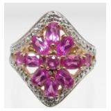 Vintage Sterling Silver Vermeil, Pink and White