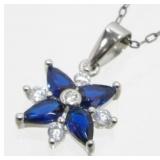 Sterling Silver, Sapphire and Diamond Necklace -