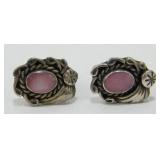 Vintage Sterling Silver Pink MOP Post Earrings -