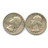 Pair of Washington Silver Quarters