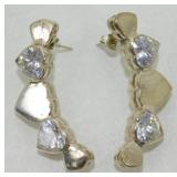 Sterling Silver Heart CZ Earrings - 12.80 grams