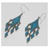 Vintage Sterling Silver and Turquoise Pierced