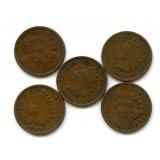 5 Indian Head Cents - 1901, 1903, 1906 & 1907 x2