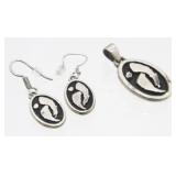 Vintage Sterling Silver Pendant and Pierced