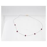 Vintage Sterling Silver and Red Crystal Choker -