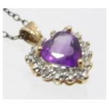 Sterling Silver Vermeil, Amethyst and White Stone