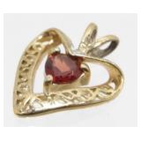 Sterling Silver Vermeil, Ruby and White Stone