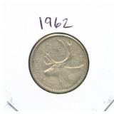 1962 Canadian Silver Quarter