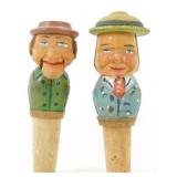 2 Carved ANRI German Moving Wire Stoppers