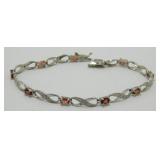 Sterling Silver Infinity Link Garnet Tennis