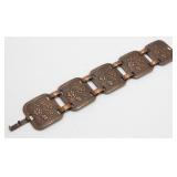 Great Antique Solid Copper Engraved Bracelet