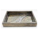 * Wood Tray with Glass Insert
